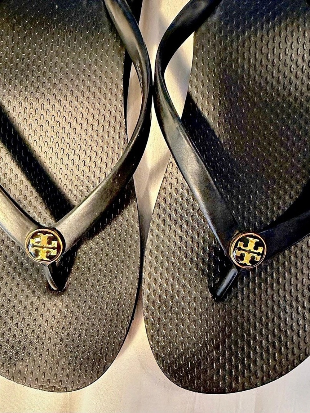 Tory Burch Miller Wedge Sandal Black Wedge Flip Flop Sandals SZ 5 - Picture 3 of 5